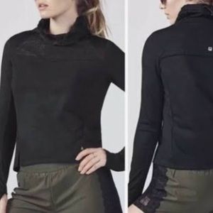 🛍️New Fabletics⚡️Black Lace Cinch Cowl Neck Jolie Sweatshirt Pullover Jacket L